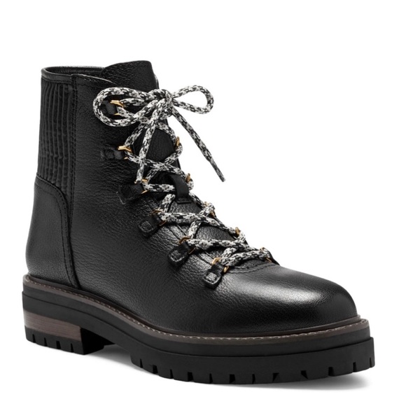 NWT Anthropologie Louise et Cie Leather Chunky Waterproof Combat Boot - Picture 1 of 4